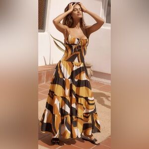 Anthropologie Josephine Smocked Drop Waist Maxi Dress Size XXS